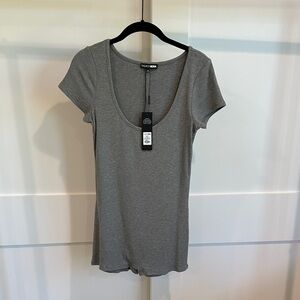 Fashion Nova Sandi Romper in Heather Gray